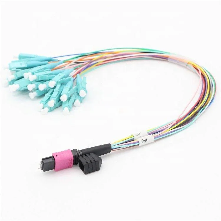 Optical Fiber Data Center MPO MTP Patch Cord Om4 24 Core 0.9mm Breakout 0.5m High Density Cabling Solutions