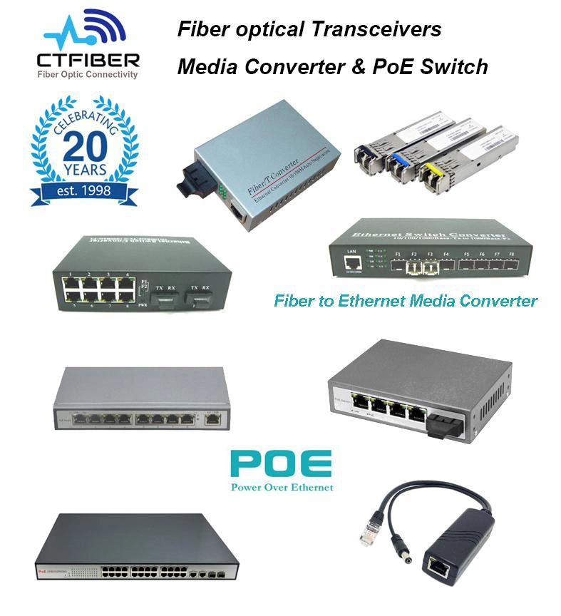 5 Ports Poe Media Converter with Sc Fiber Fiber Optic Media Converter Poe Switch