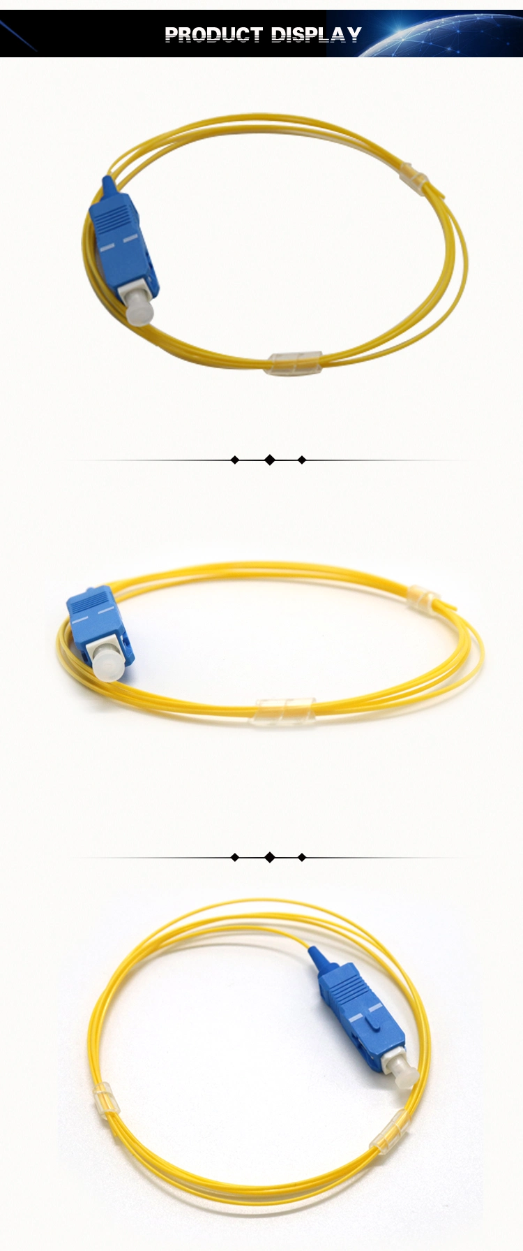 Free Sample Yellow Tight Buffer Sc/Upc Fiber Optic Pigtail